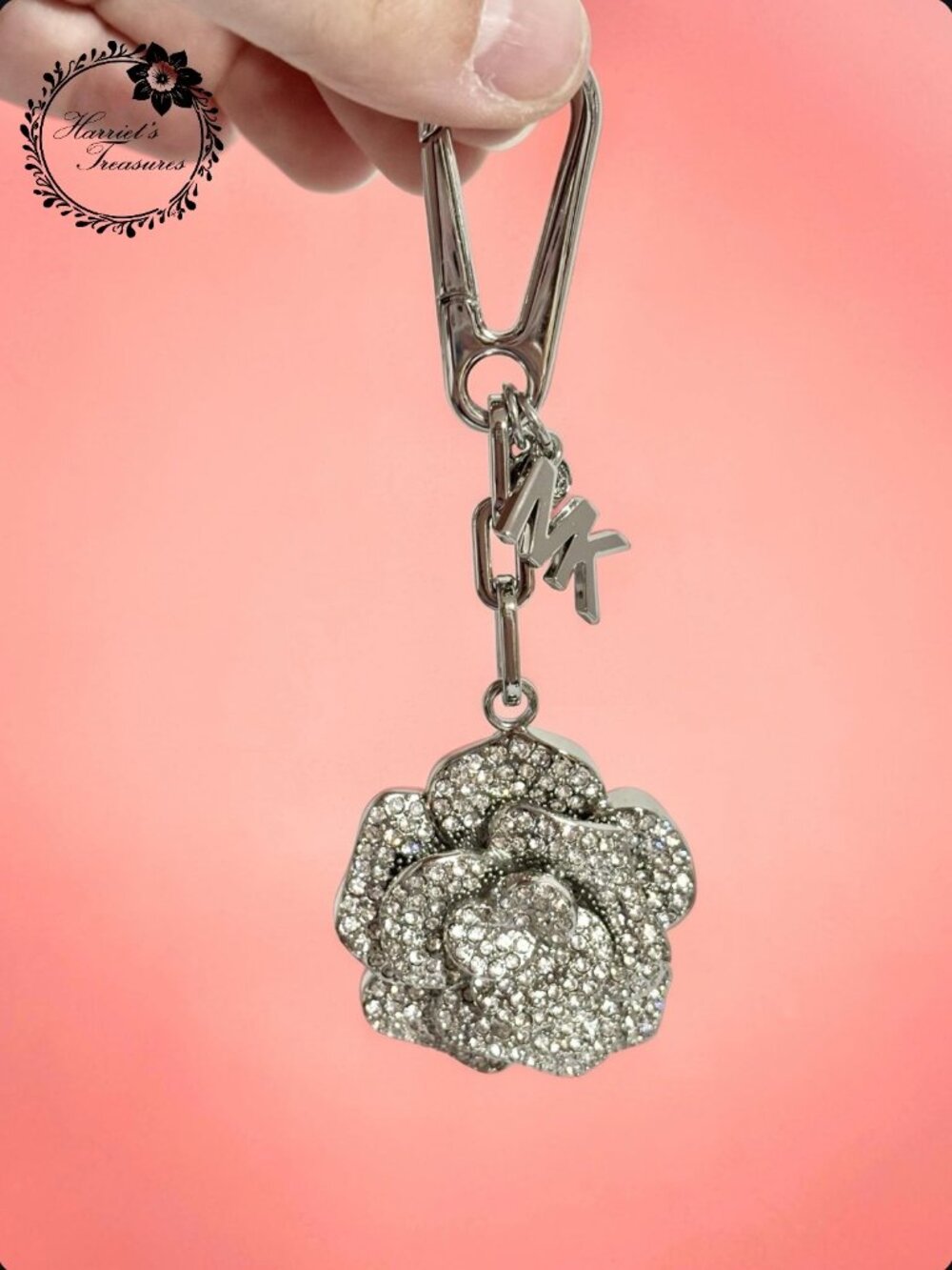 Silver Jeweled Michael Kors Rose Charm